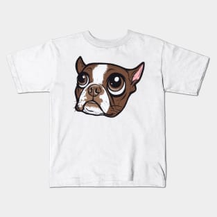 Brown Boston Terrier Kids T-Shirt